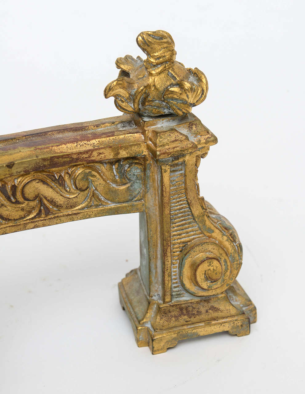 Forged Louis XV Gilt Bronze Chenets Andirons For Sale