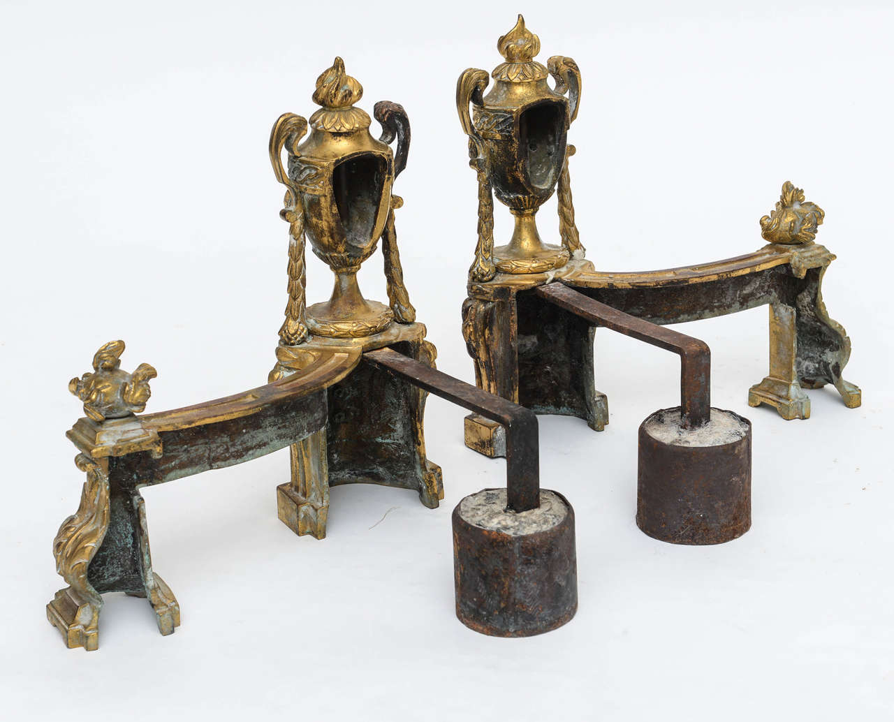 Mid-18th Century Louis XV Gilt Bronze Chenets Andirons For Sale