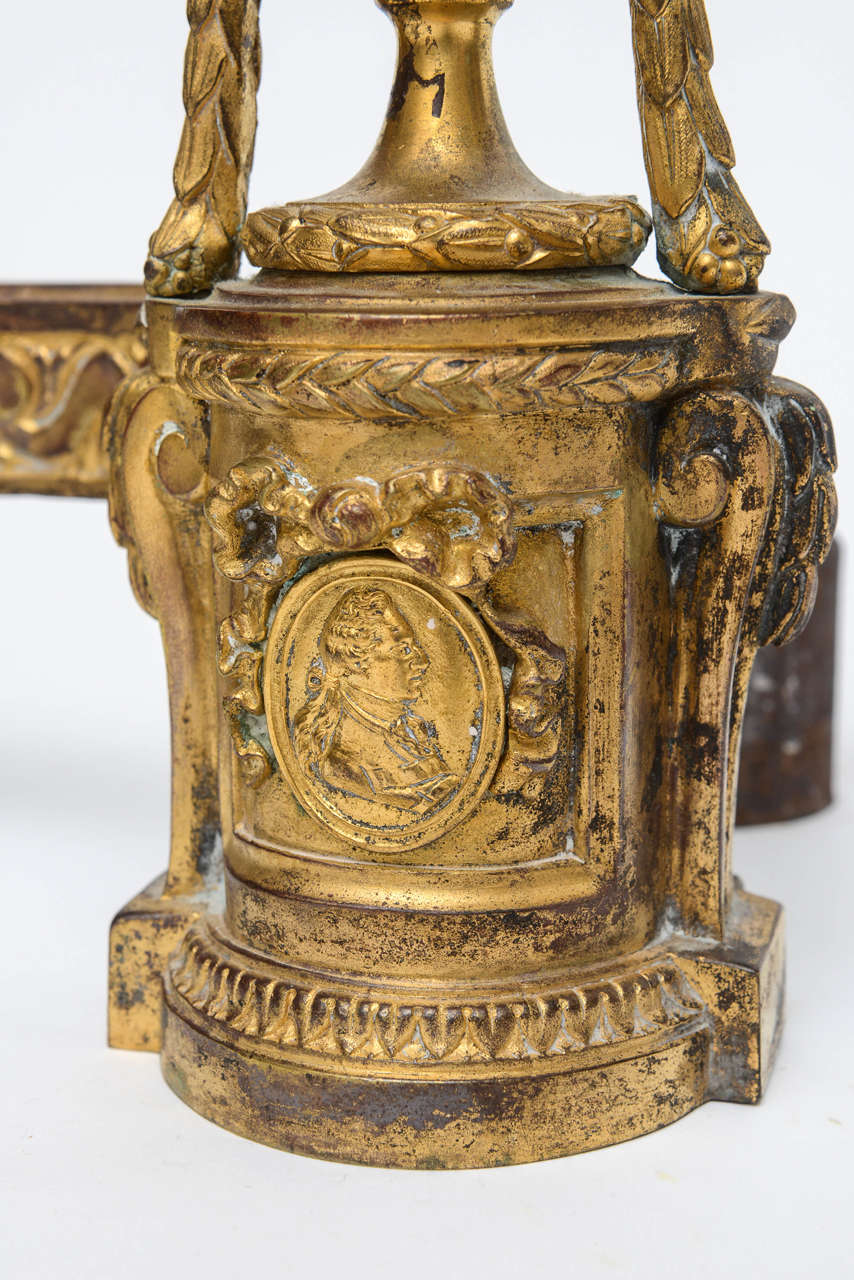 Louis XV Gilt Bronze Chenets Andirons For Sale 2