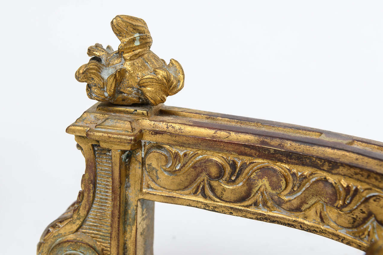 Louis XV Gilt Bronze Chenets Andirons For Sale 3