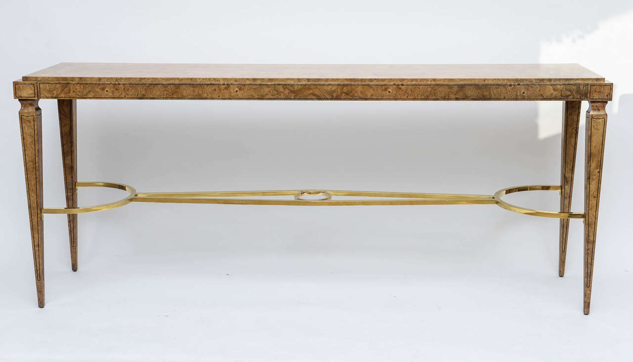 Hollywood Regency Burl Wood Console