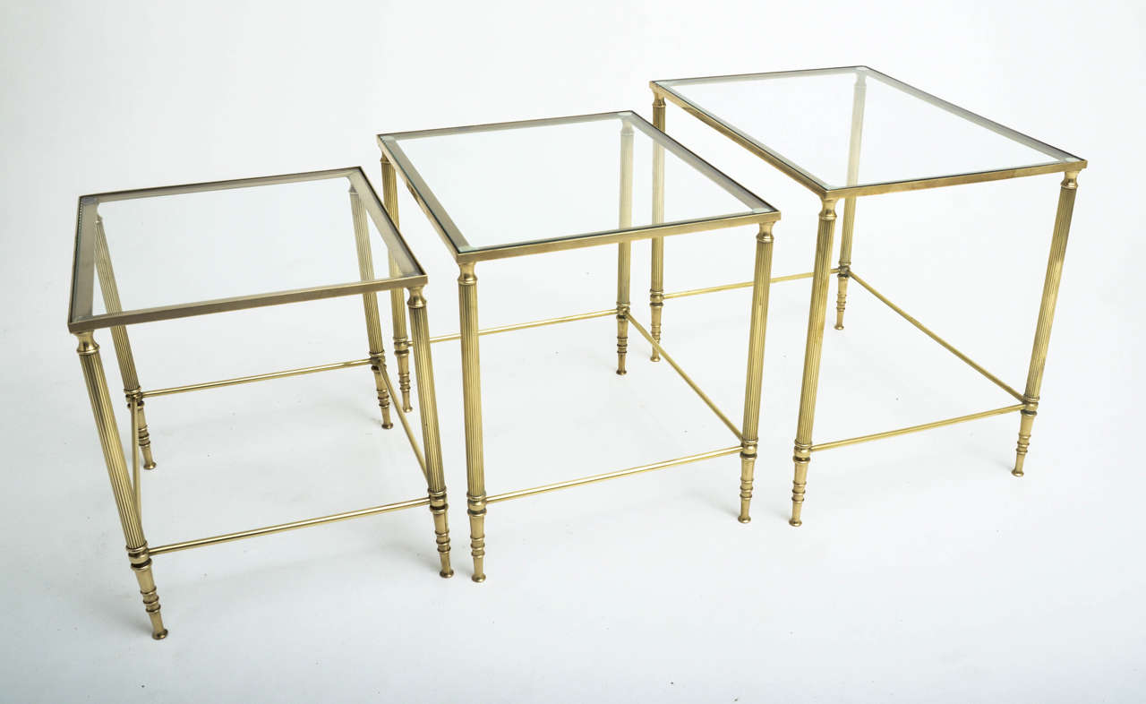 brass glass nesting tables