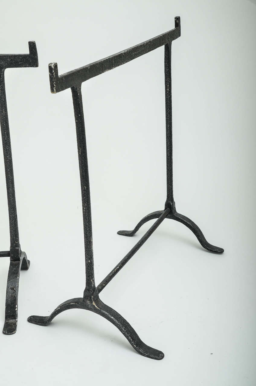 English Pair of 19th Century Iron Trestle Table Supports