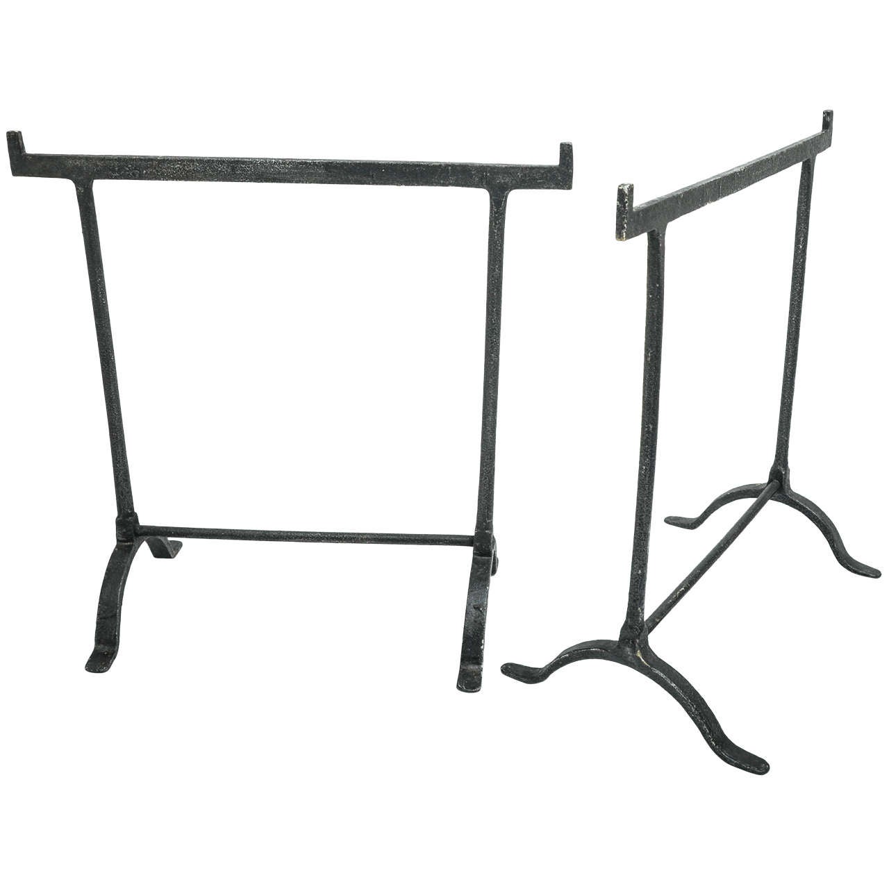 Pair of 19th Century Iron Trestle Table Supports