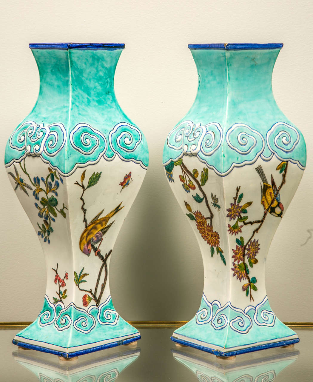 Rare Pair of Vases Signed Gien
