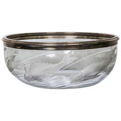 Antique Fine silver-mounted glass bowl