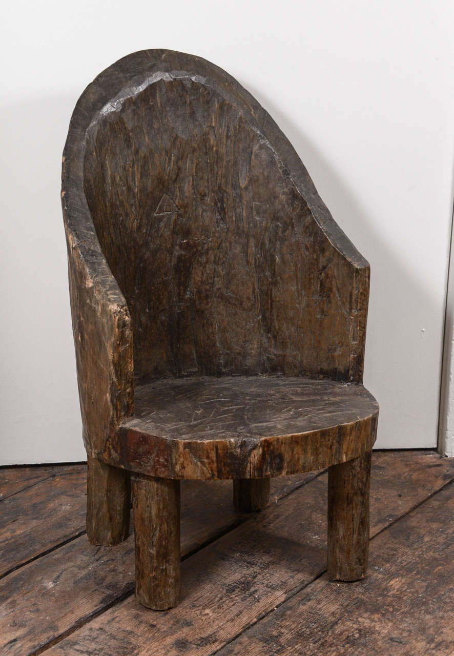 Petite 19th century mountain chair in oak from Belgium, a darling shape and size.