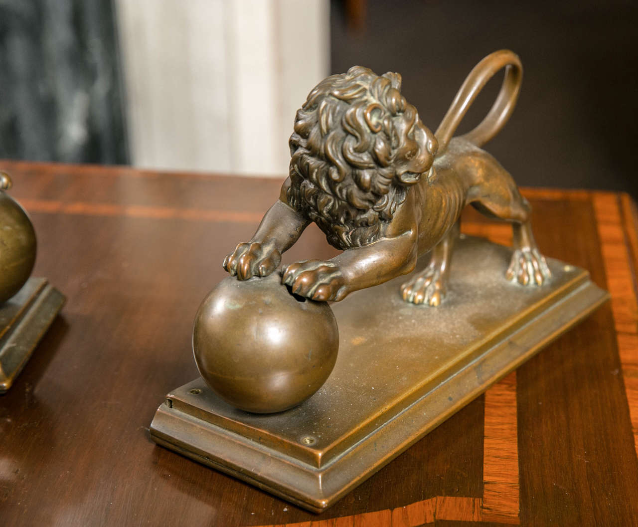 Hand-Crafted Pair of Italian 18th Century Bronze Lions