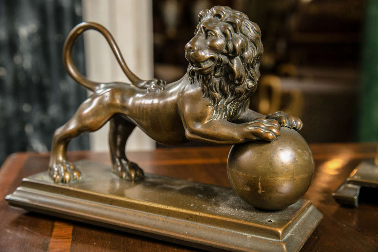 Pair of Italian 18th Century Bronze Lions 1