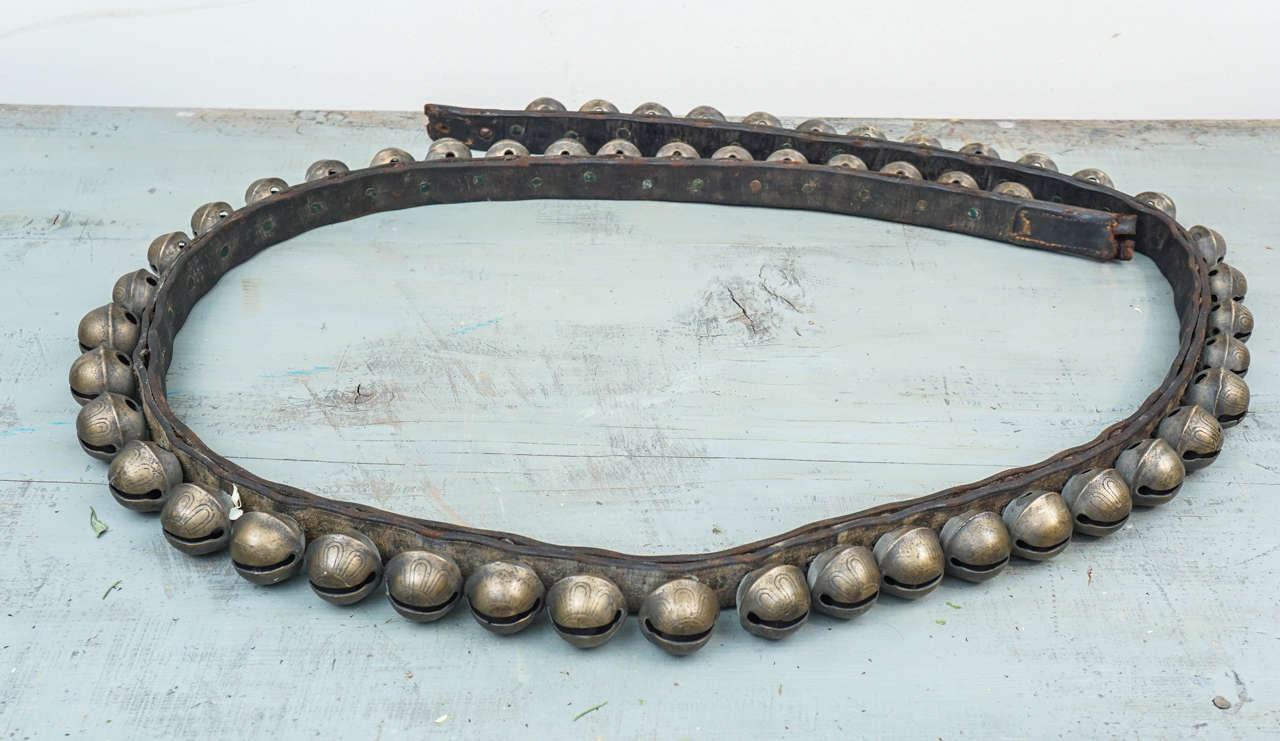 We have never found a set of sleigh bells in better condition! ALL of the bells are intact and the ring that they make is unbelievable. This has been in our family collection for years and would make a wonderful decorative piece, hanging on a wall