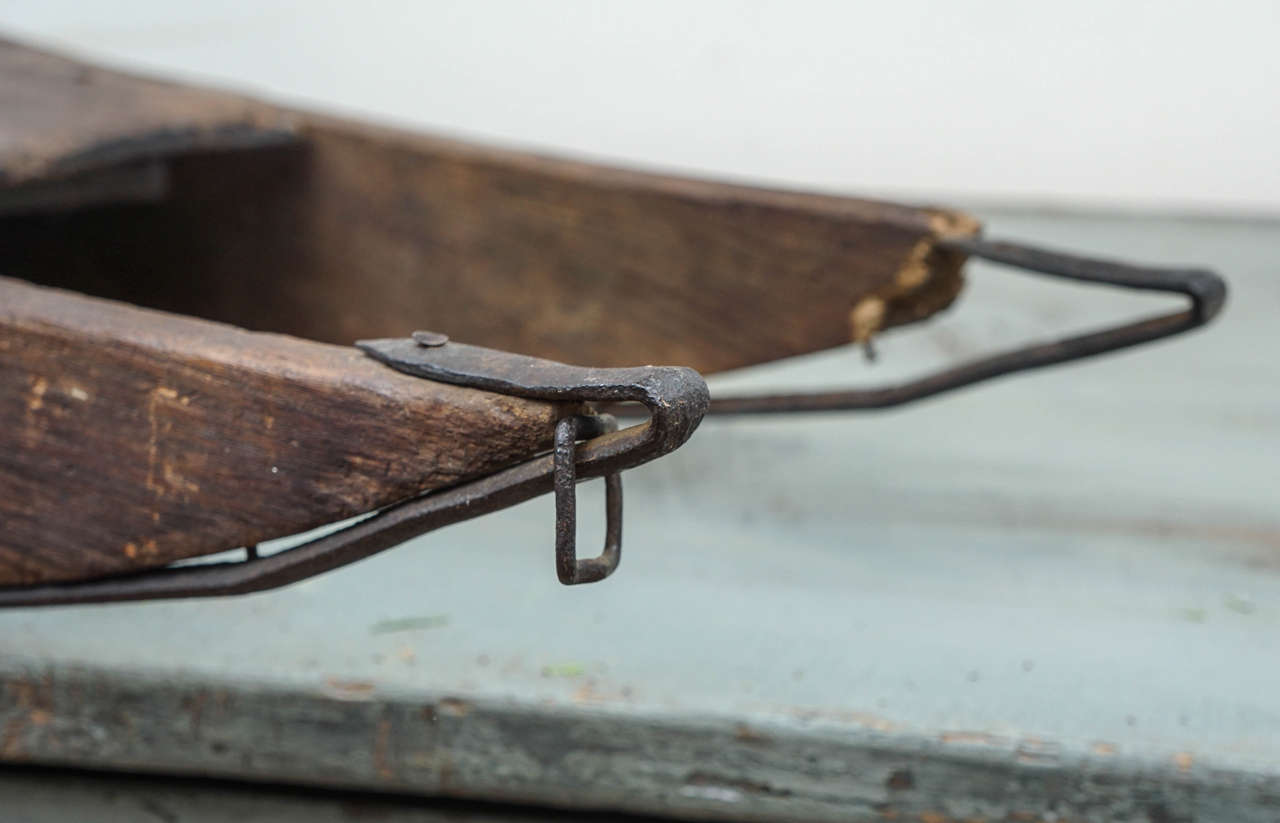 Metal American Wooden Antique Sled