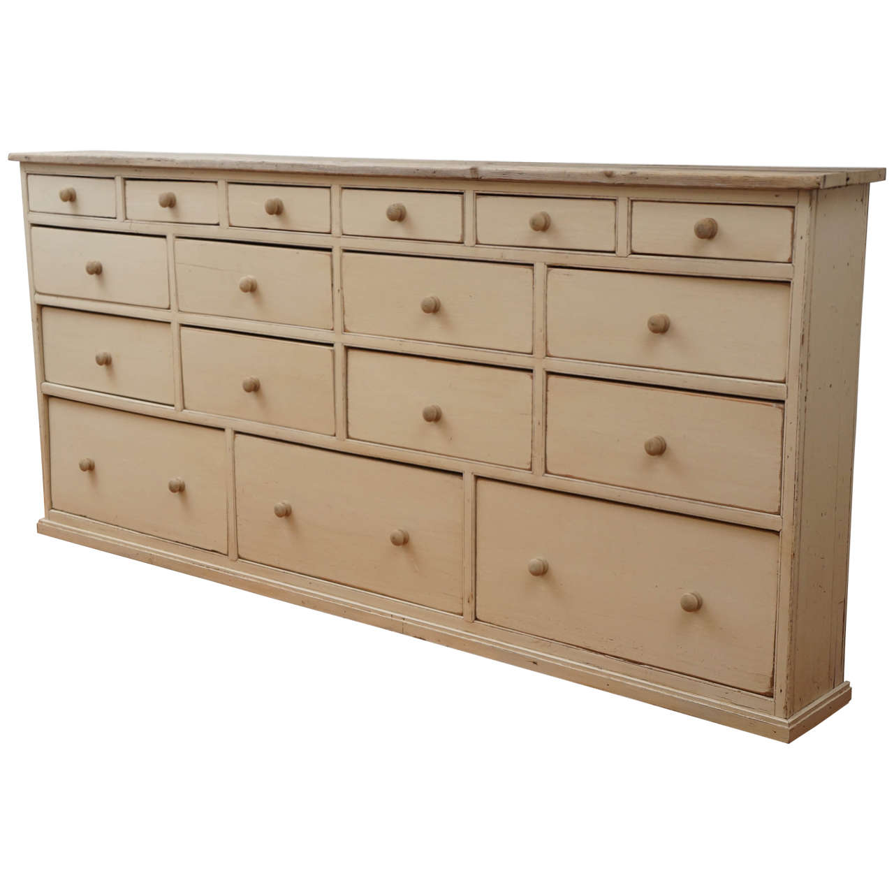 English 17-Drawer Painted Multi Base Cabinets