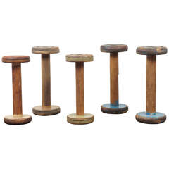 Antique American Spools from a Sewing Factory Holding Thread