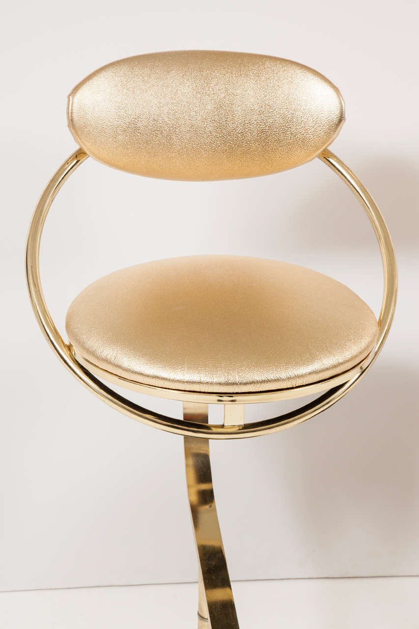 Modern Set of Four Brass Bar Stools by Design Institute of America