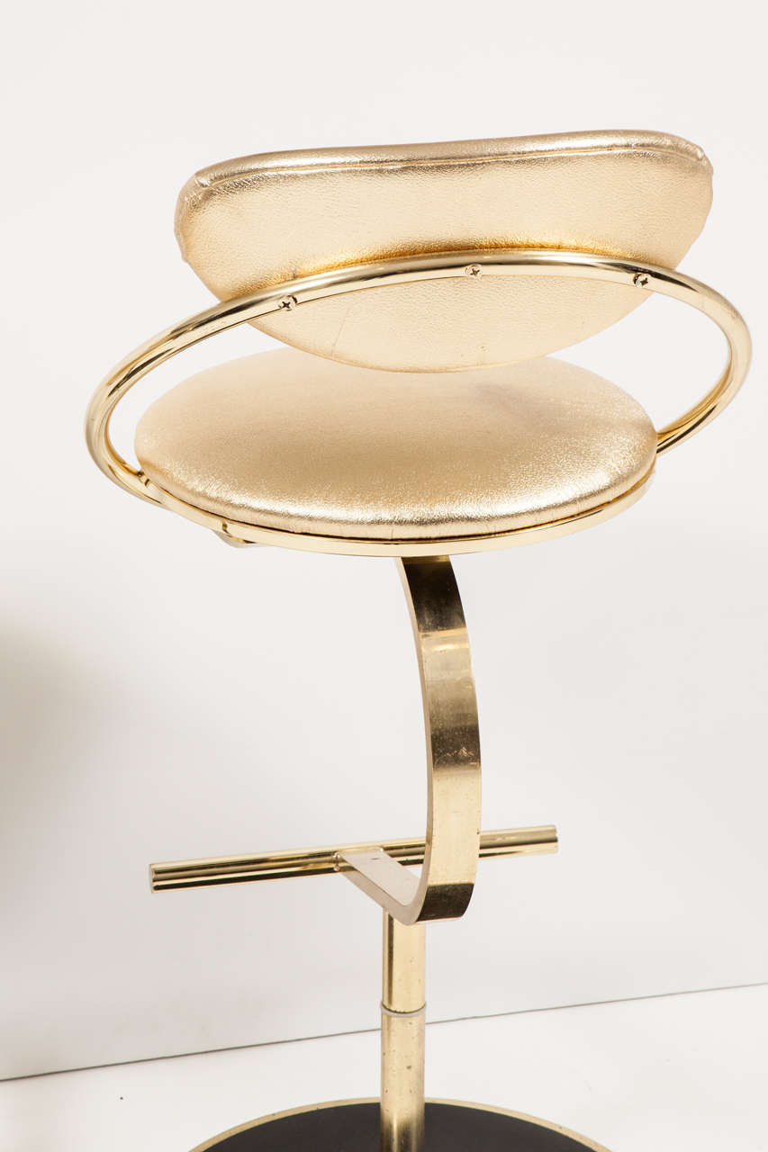 Set of Four Brass Bar Stools by Design Institute of America In Excellent Condition In New York, NY