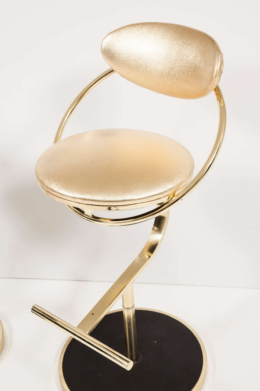 20th Century Set of Four Brass Bar Stools by Design Institute of America