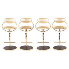 Set of Four Brass Bar Stools by Design Institute of America