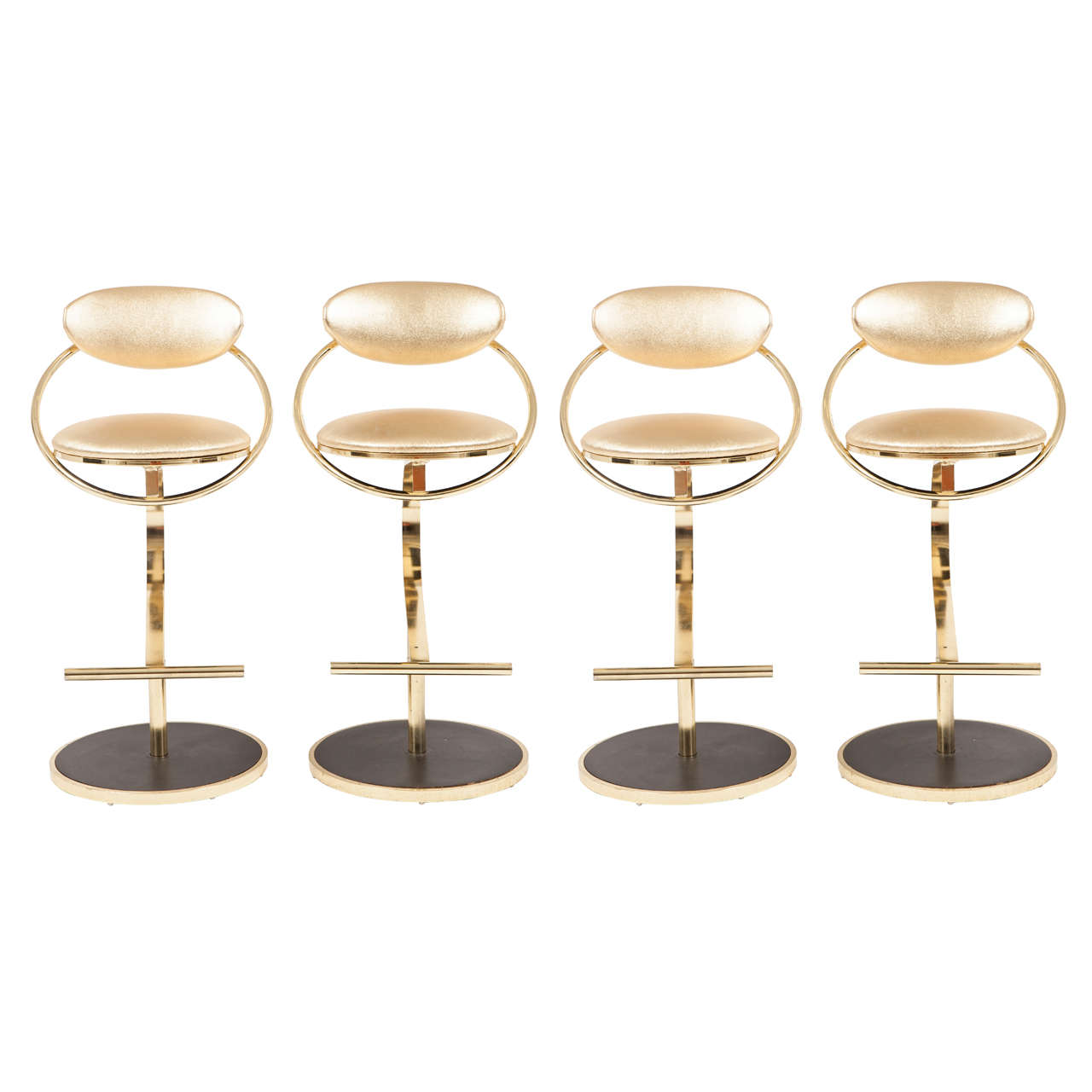 Set of Four Brass Bar Stools by Design Institute of America at 1stDibs