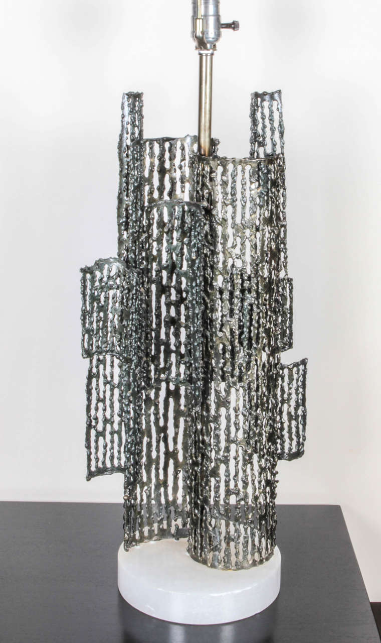 Mid-20th Century Marcello Fantoni Brutalist Sculptural Metal Lamp, circa 1950s