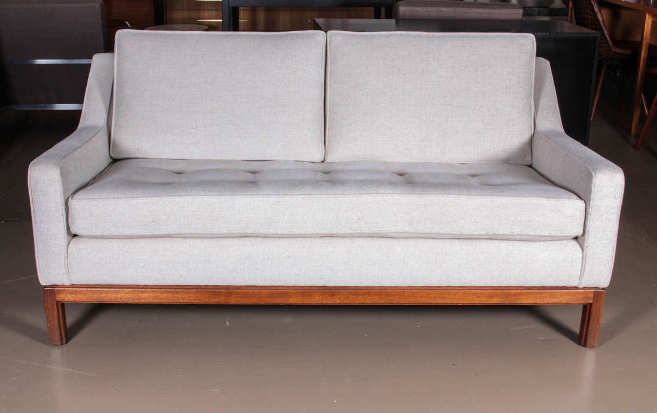 Jens Risom Two-Seat Sofa on Solid Walnut Base