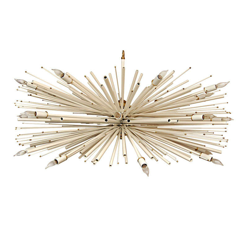 Custom "Supernova" White Chandelier by Lou Blass, with 24 Lights For Sale