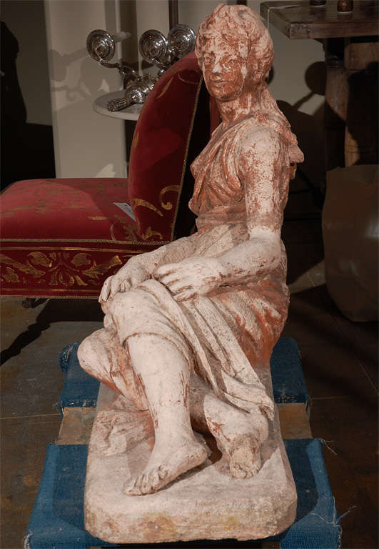 French Terra Cotta Reclining Female Sculpture, circa 1830 For Sale 3