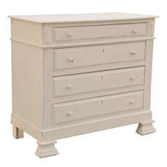 French Marble Top White Painted Chest Of Drawes