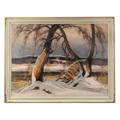 Leonard Brooks(1911-2011) 1942 Winter Landscape Oil On Canvas