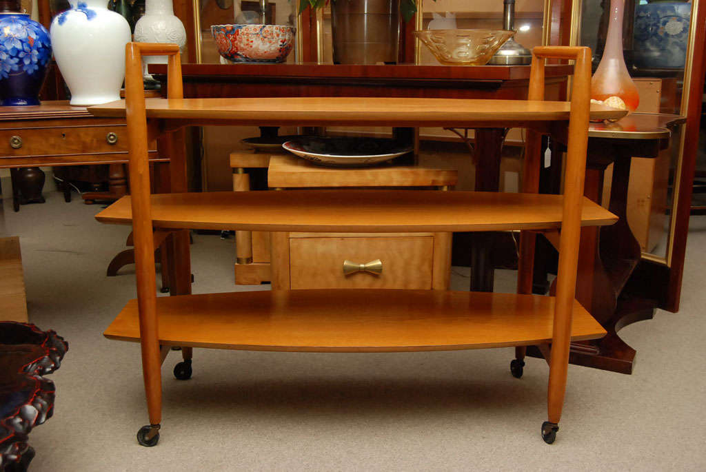 American Three tier birch wood trolley