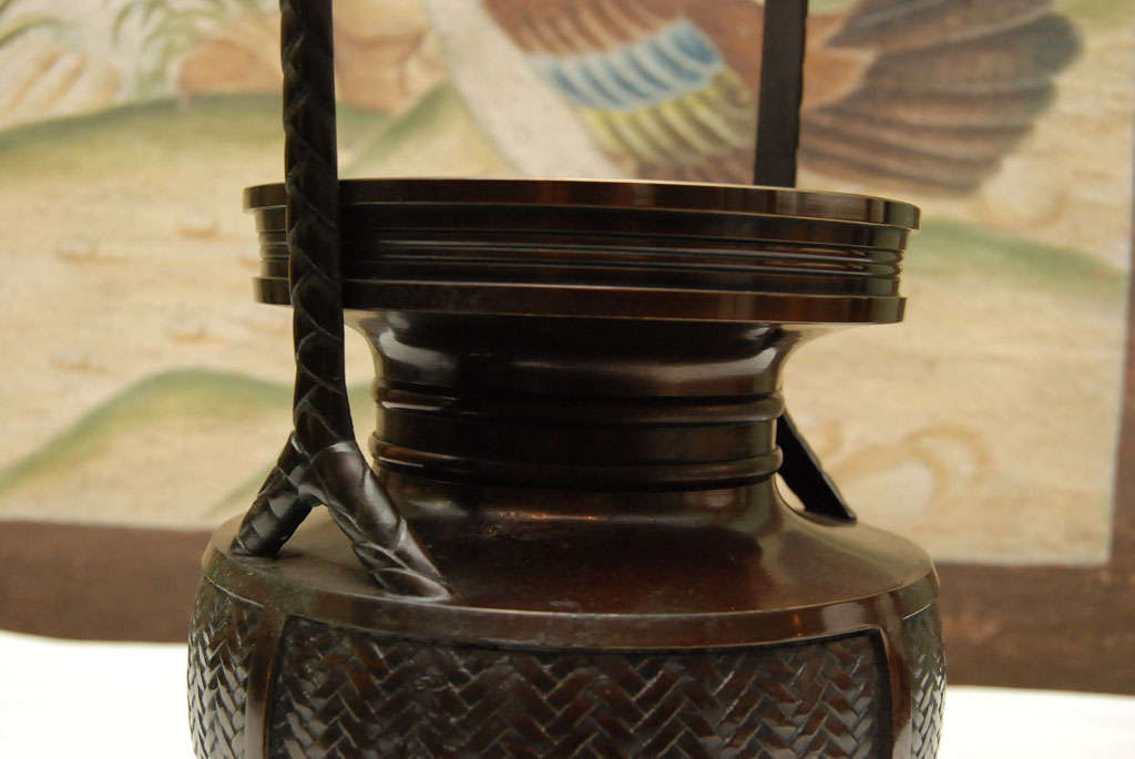 Japanese Bronze Ikebana Basket 1