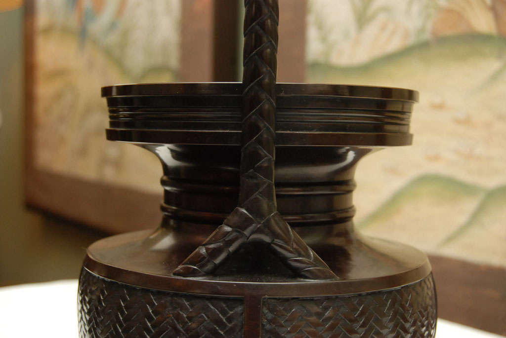 Japanese Bronze Ikebana Basket 3