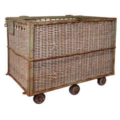 Vintage French Industrial Wicker Cart