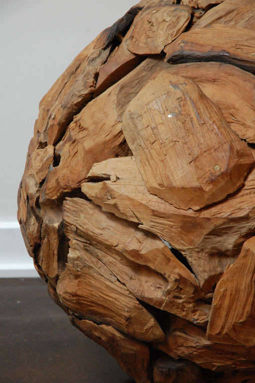 British Large Wood Sphere Sculpture