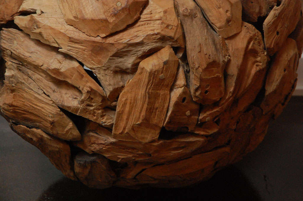 Large Wood Sphere Sculpture In Excellent Condition In Los Angeles, CA
