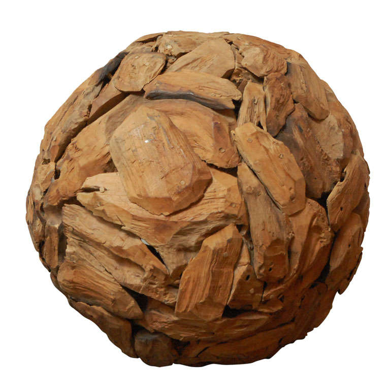 Large Wood Sphere Sculpture