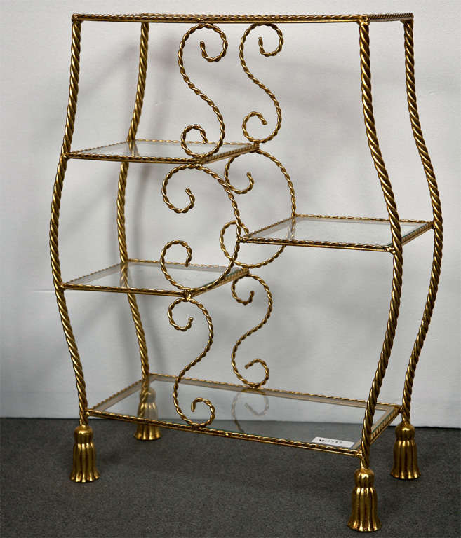 Hollywood Regency Style Gilt Brass Etagere by Jansen 1