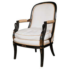 French Directoire Style Ebonized Armchair by Jansen