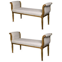Retro Pair of French Gilded Benches