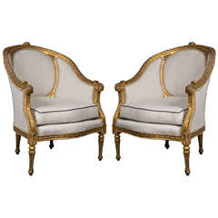 Pair of French Louis XIV Style Bergere Chairs