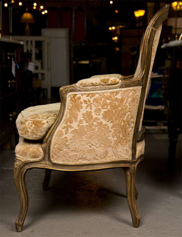 Wood Pair of French Walnut Bergere Chairs