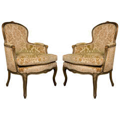 Pair of French Walnut Bergere Chairs