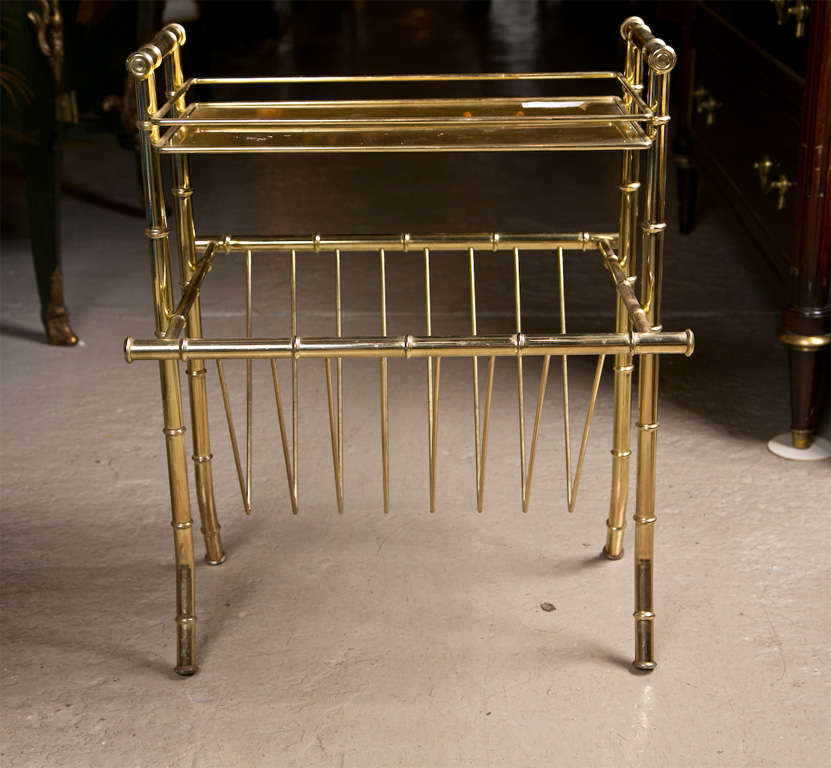 French Maison Jansen Gilt Brass Magazine Rack