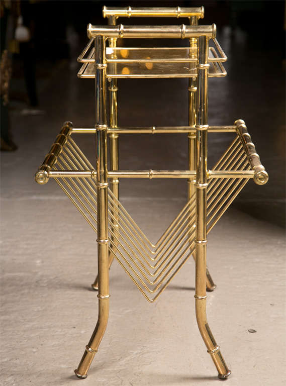 Maison Jansen Gilt Brass Magazine Rack In Excellent Condition In Stamford, CT