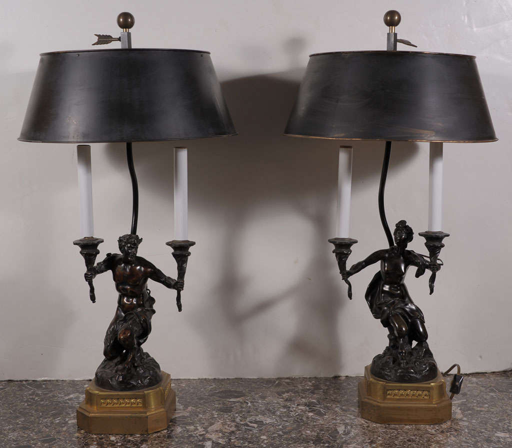 Pair of Bronze Figural Lamps