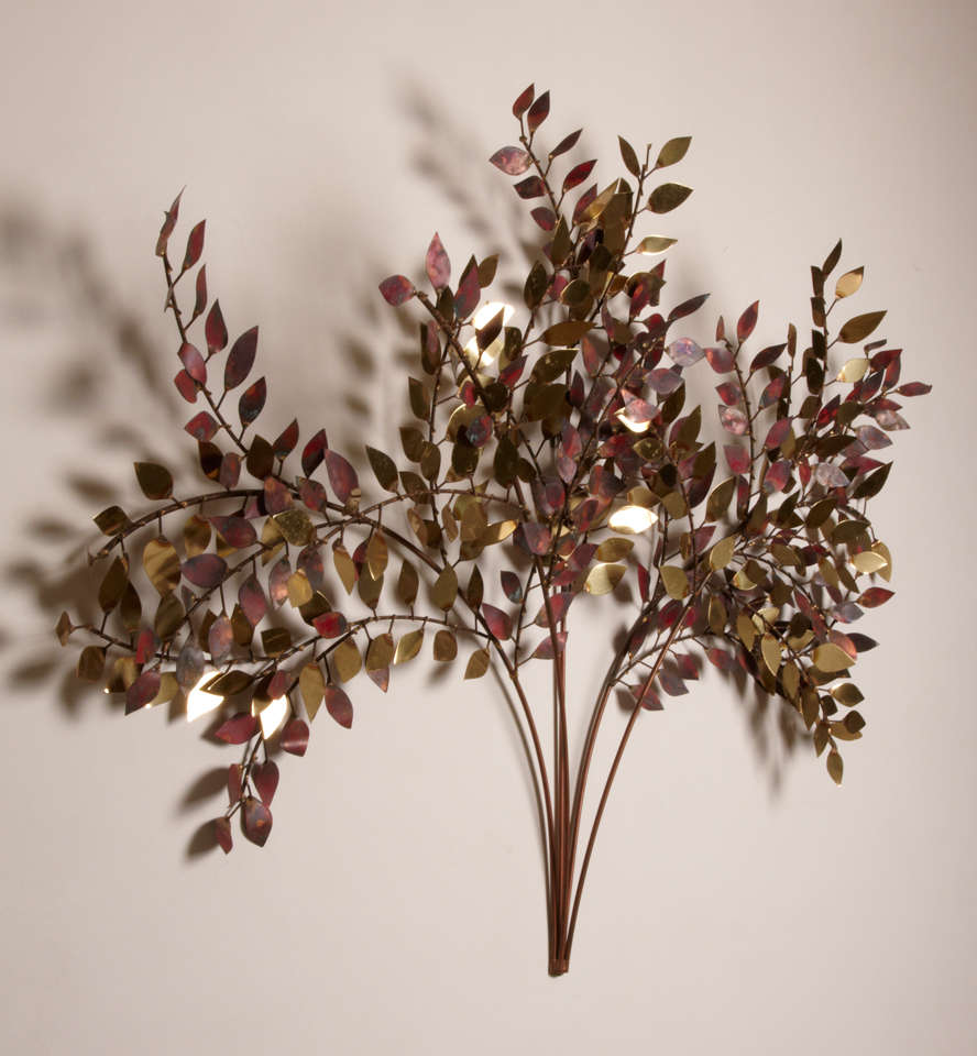 Brass wall sculpture as a tree by Curtis Jere 1