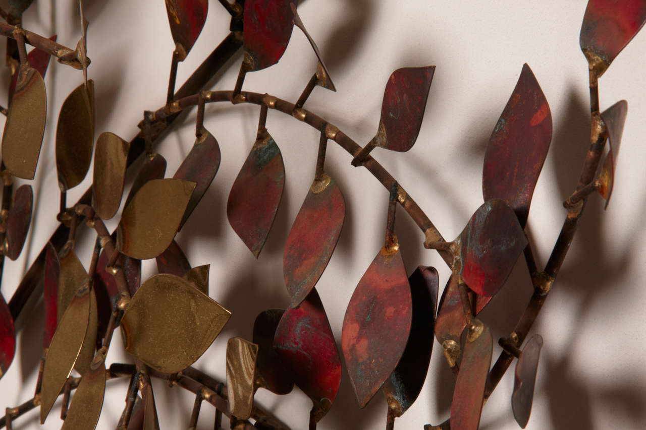 Late 20th Century Brass wall sculpture as a tree by Curtis Jere