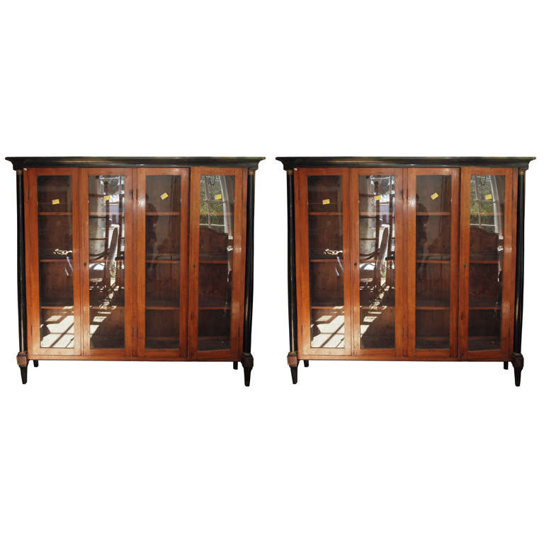 Pair of Directoire 19th Century Fruitwood Bookcases For Sale