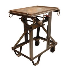 Vintage An iron adjustable industrial Scissor Table