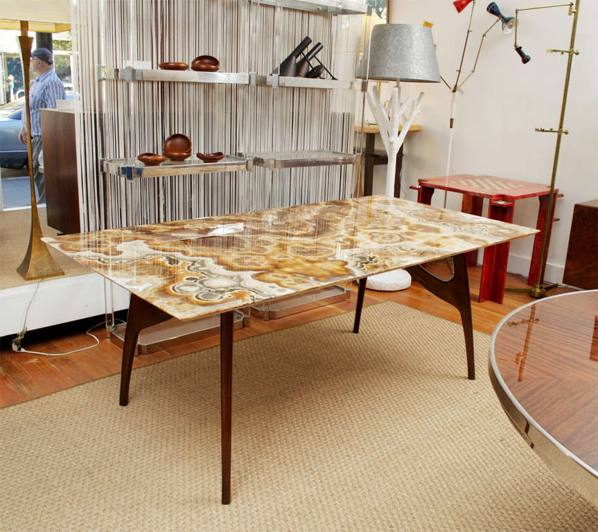 Gorgeous Italian agate top dining table, base refinished and strengthened.

**Please contact us directly if you are interested in pricing / shipping information**