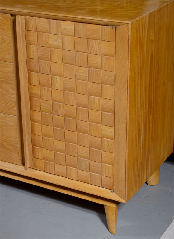 American Paul Laszlo Basket Weave Front Credenza For Brown Saltman